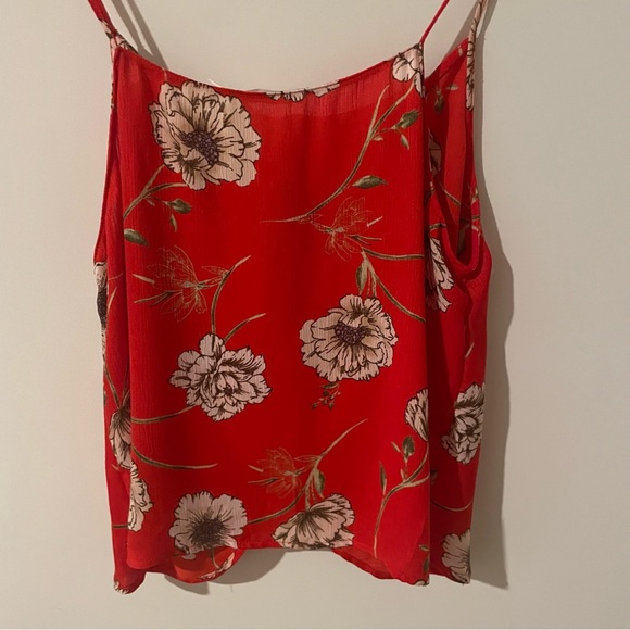 Red Floral Top with Spaghetti Straps - Picture 6 of 9